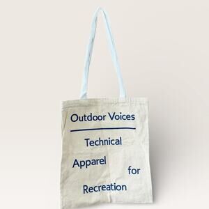 Outdoor Voices Canvas Tote Bag Natural Books Library Shoulder Strap Shopping